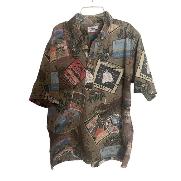 REYN SPOONER “KONA COFFE” vintage Hawaiian shirt premium roast Kona koast- Large - Picture 11 of 11
